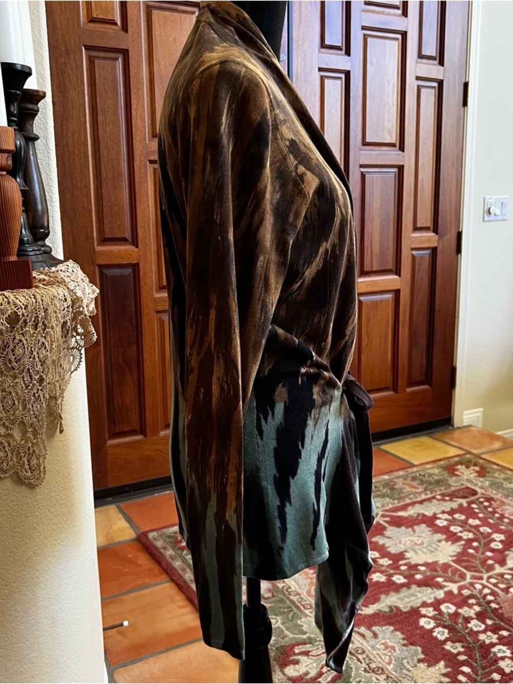 Adore Large Long Cardigan Knit Art To Wear Long Sleeve Open Front Painted - Picture 5 of 9